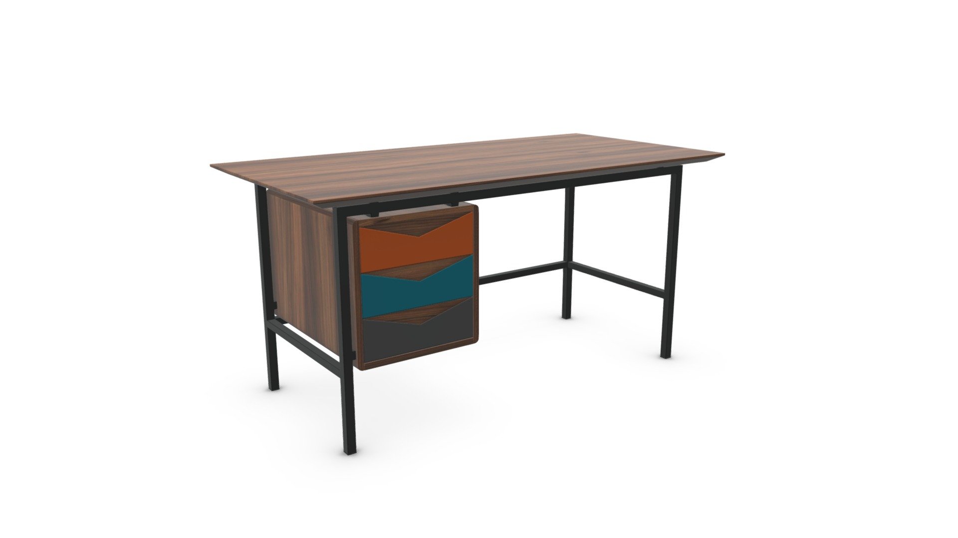 Louis Desk, Multi Colour and Walnut