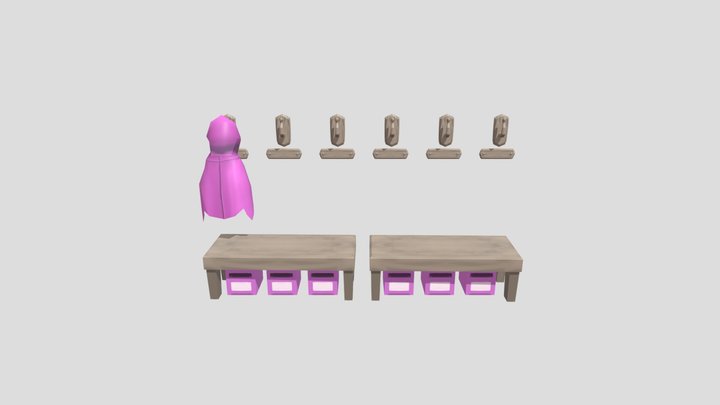 Coat Rack Kindergarten 3D Model