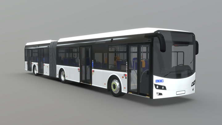Articulated Low-Floor City Bus [Full Interior] 3D Model