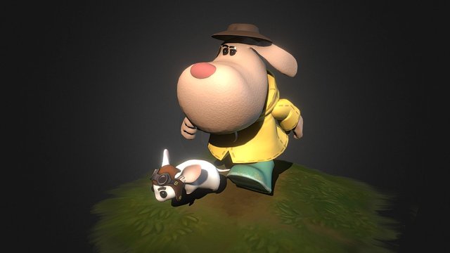 Dog with mouse 3D Model