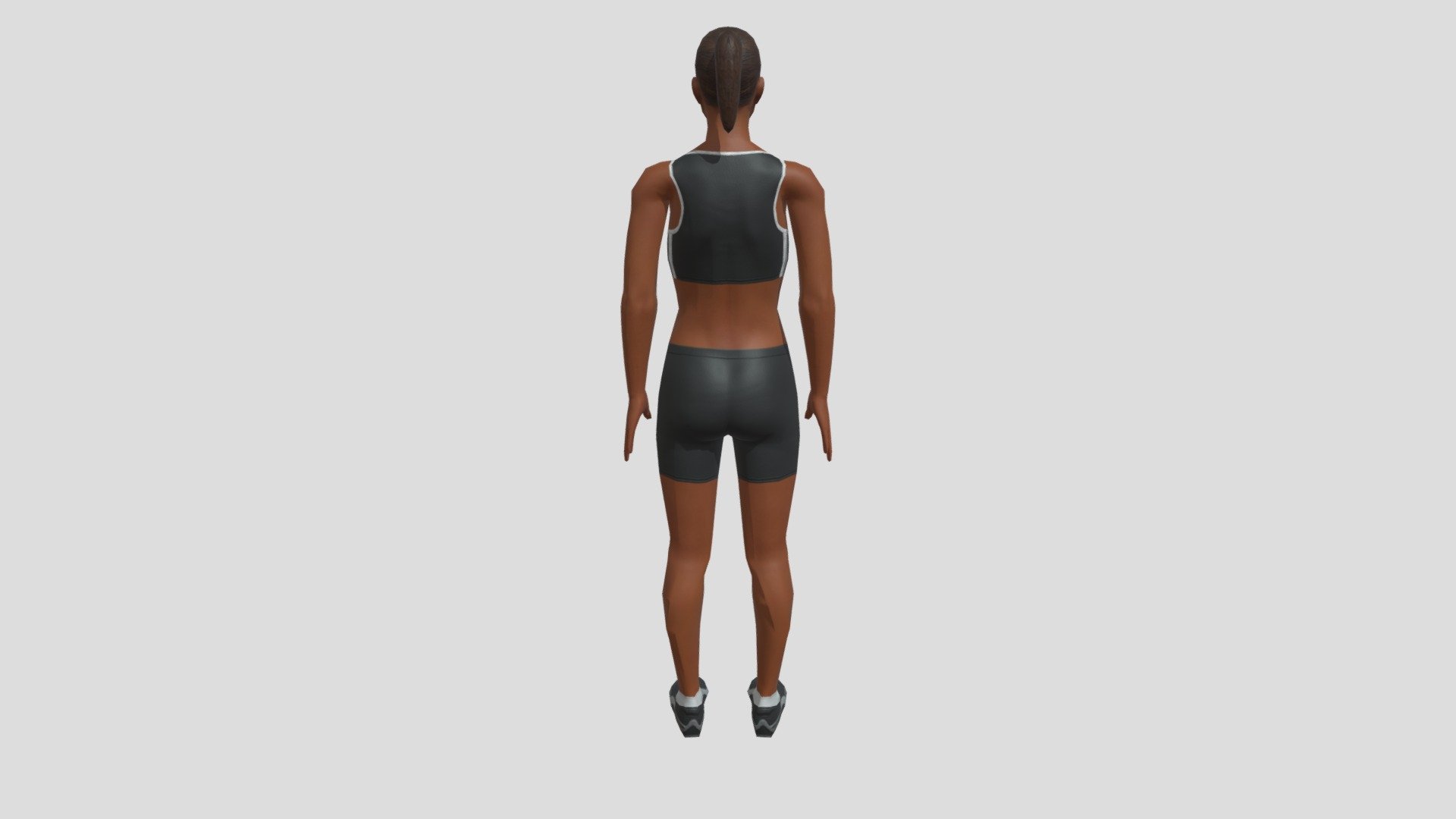 Woman Standing Still Pony Tail