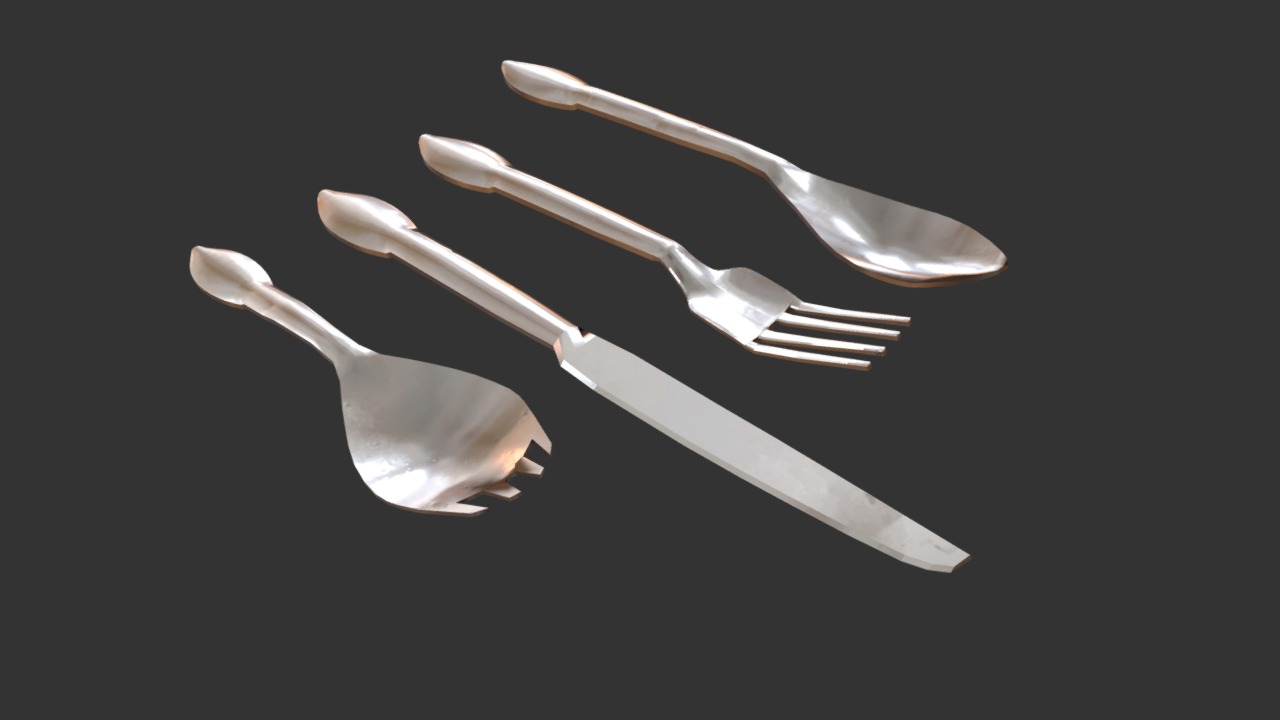 3D model Cutlery - This is a 3D model of the Cutlery. The 3D model is about a pair of light bulbs.