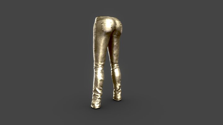 Liquid Metallic Female Jeans 3D Model