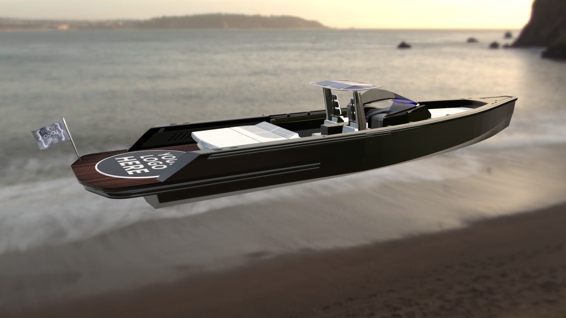 Little boat with sunbed ( textured version )