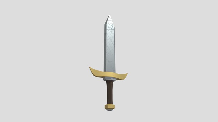 Low Poly Straight Sword Game Asset 3D Model