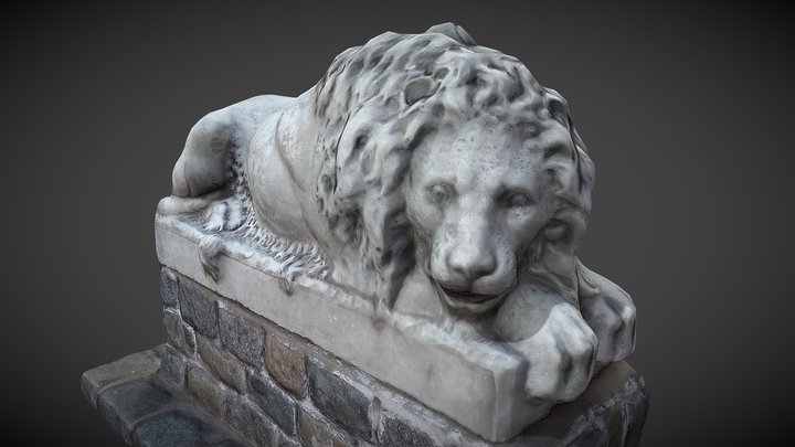 Lion Statue (Low Poly) 3D Model