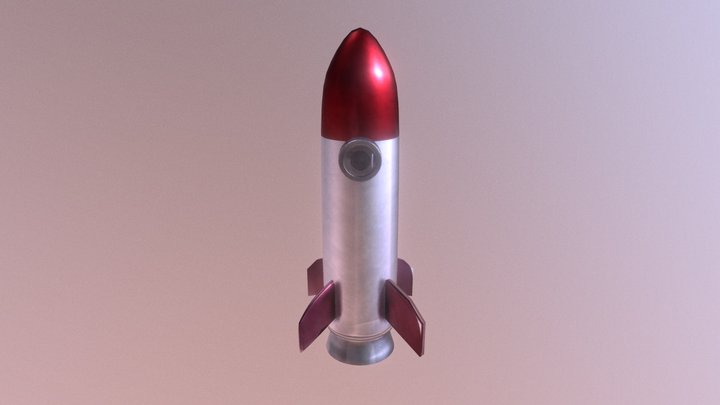 Red Aluminium Rocket 3D Model