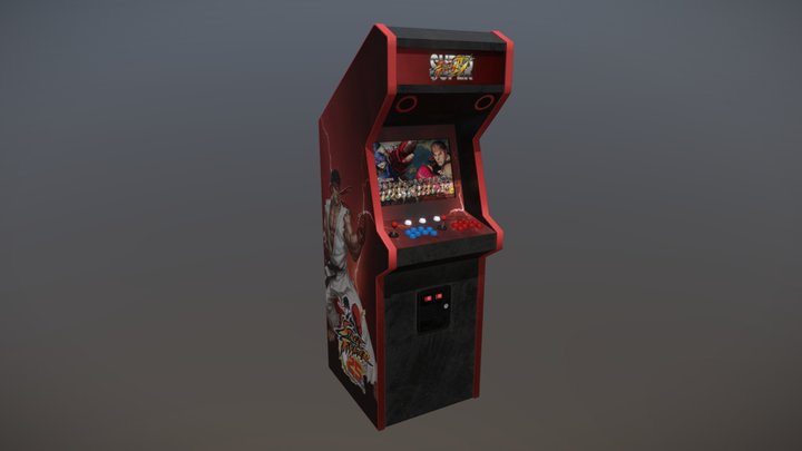 Street Fighter Arcade Machine 3D Model