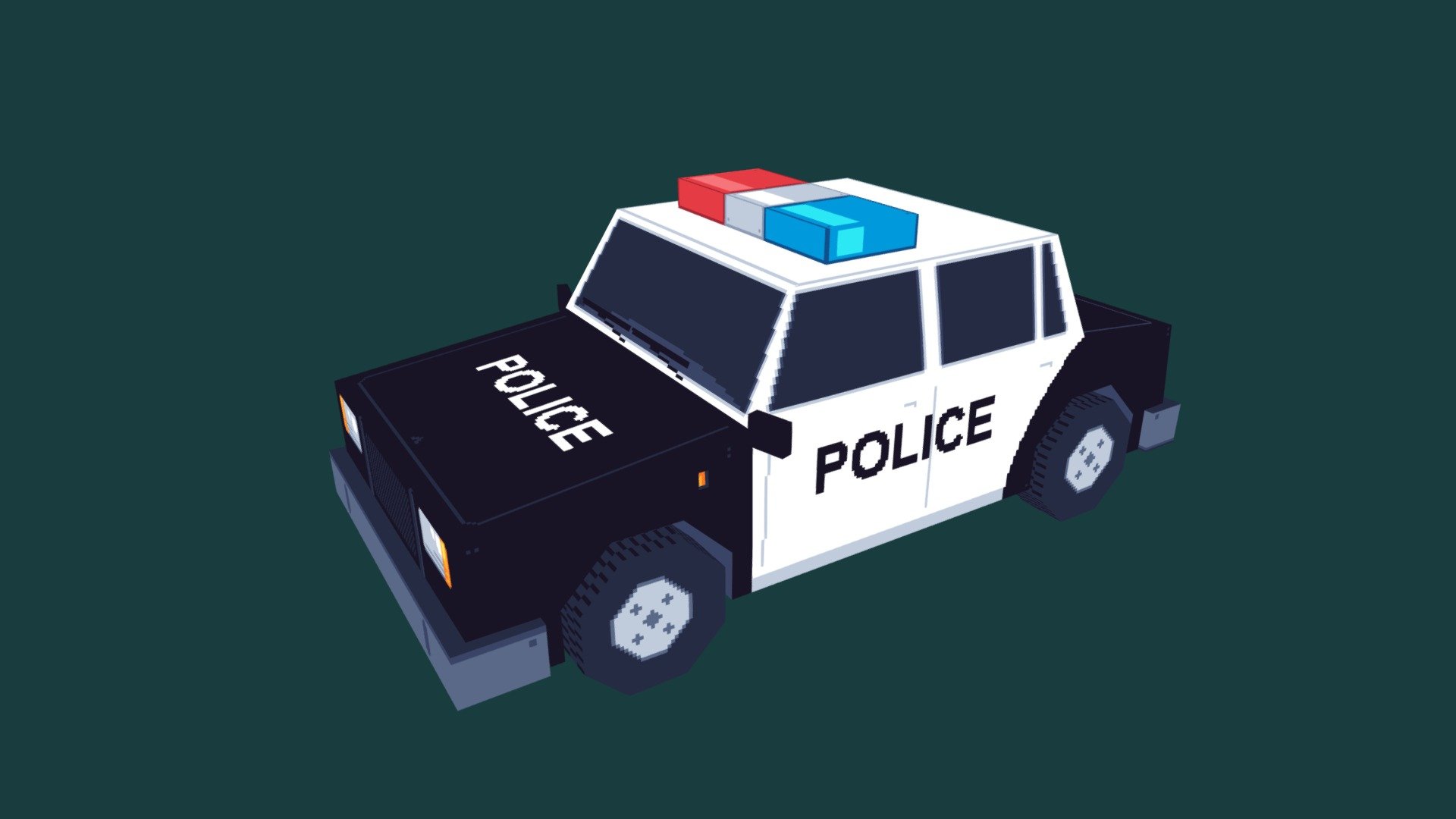 Pixel Police Car - Download Free 3D model by Wikiti (@wikiti) [f750782