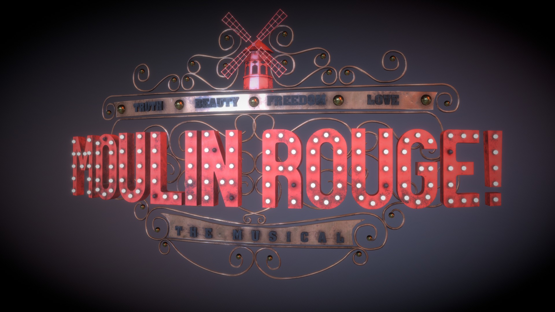 3D model Logo Moulin Rouge - This is a 3D model of the Logo Moulin Rouge. The 3D model is about arrow.