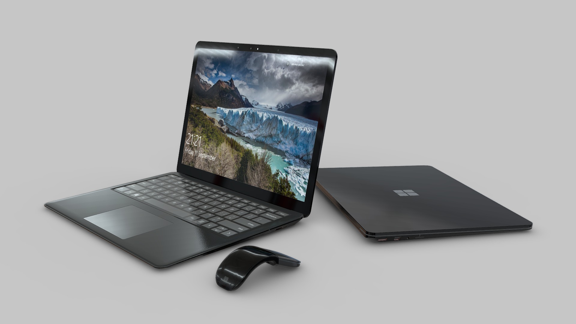 3D model Microsoft Surface Laptop - This is a 3D model of the Microsoft Surface Laptop. The 3D model is about a laptop and a mouse.