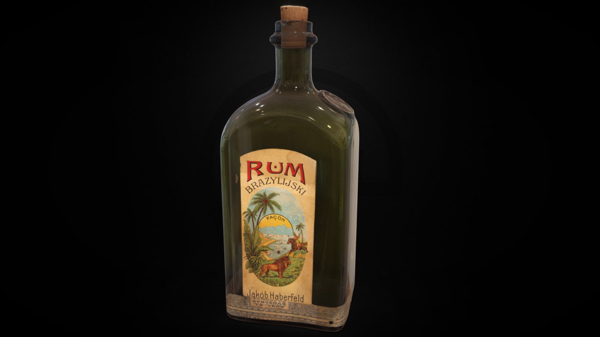 A bottle of alcohol "Brazilian Rum" Download Free 3D model by Virtual