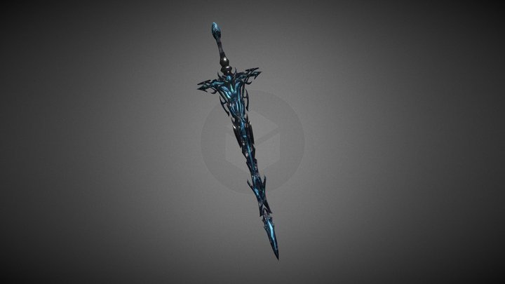 Obsidian and crystal sword 3D Model