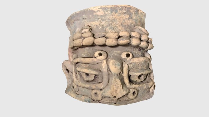 Pitufo Modeled Imade Censer Sherd with Maya Blue 3D Model