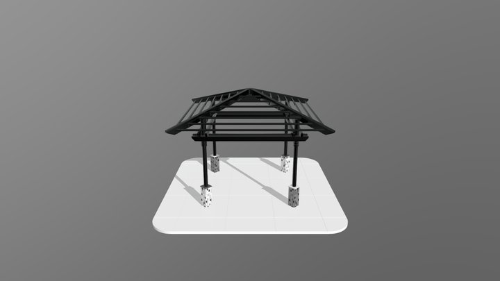 Trellis Pergola Cabana 3D Model