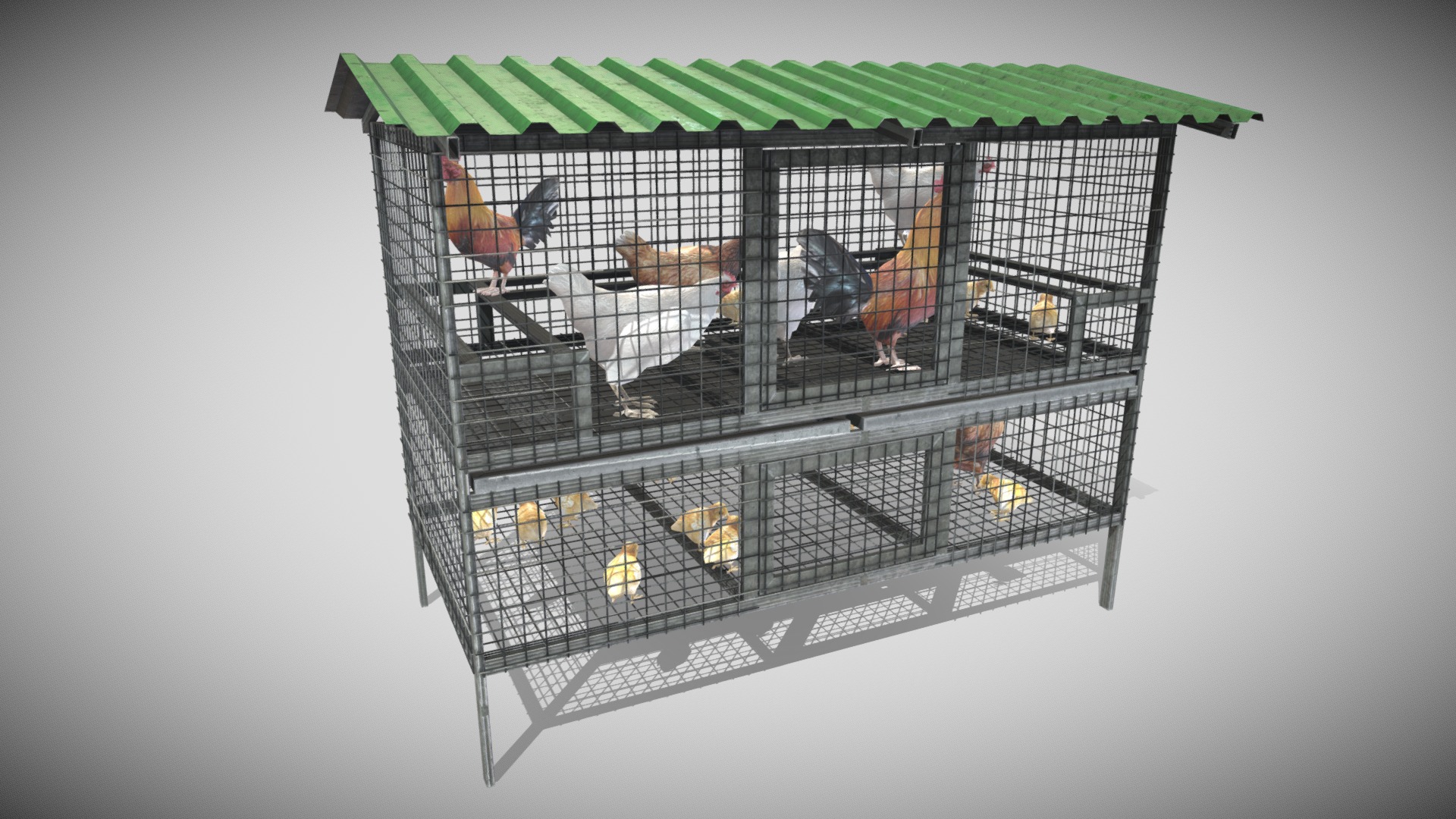 3D model Chickens Cage - This is a 3D model of the Chickens Cage. The 3D model is about a shopping cart full of birds.