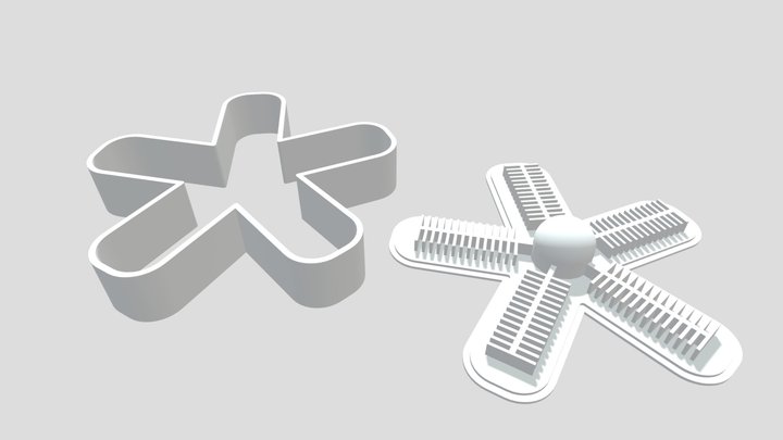 Gnac Flower disassembled bottom Moulds 3D Model