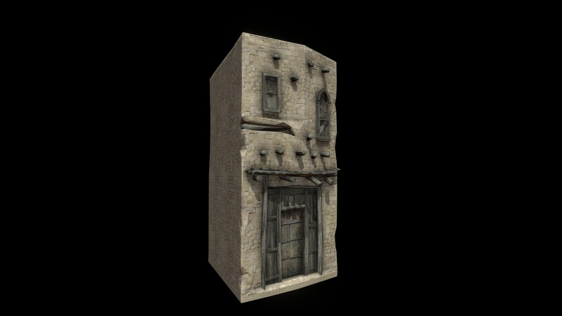 3D model House - This is a 3D model of the House. The 3D model is about a stone tower with a door.