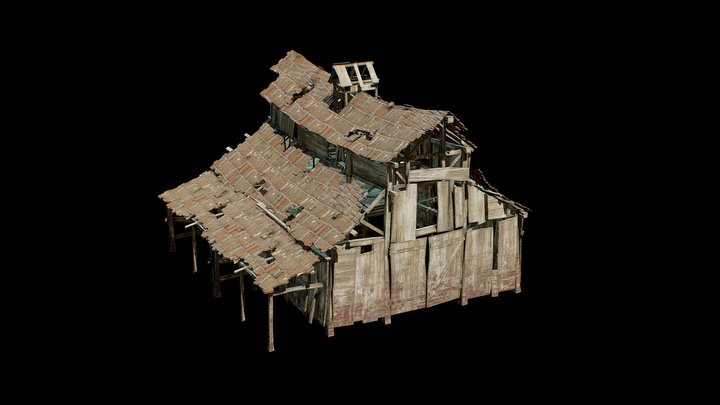 Old Wood Roof 3D Model