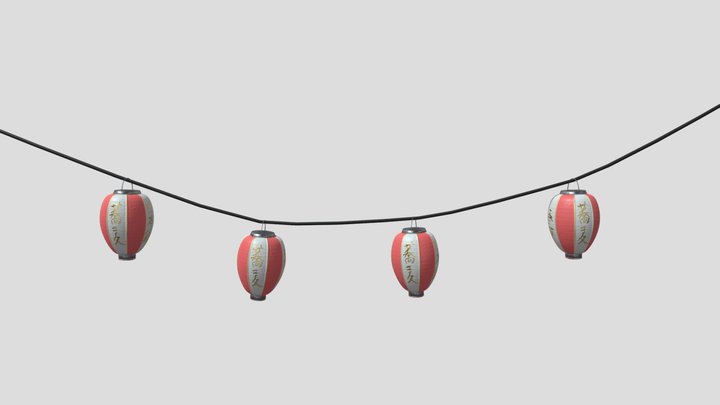 String of Lanterns - Sushi Bar Project 3D Model