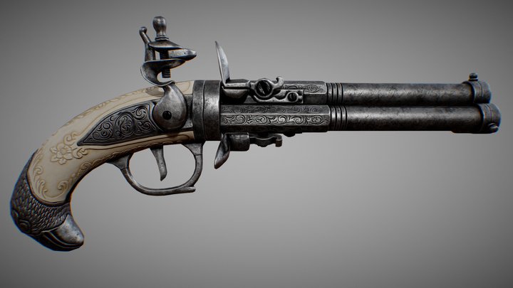 Flintlock gun (game asset) 3D Model