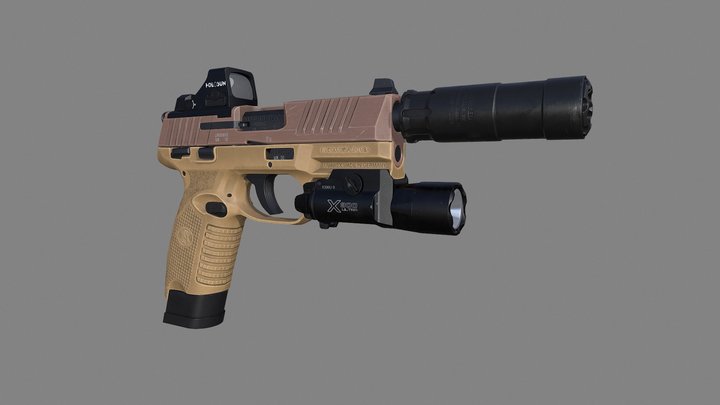 FN 502 Tactical .22 LR 3D Model