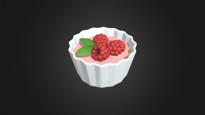 Raspberry Custard Pudding 3D Model