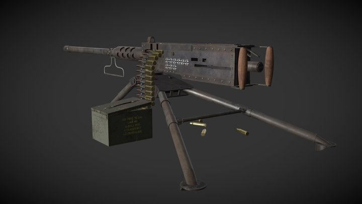 Browning .50 Caliber Machine Gun 3D Model