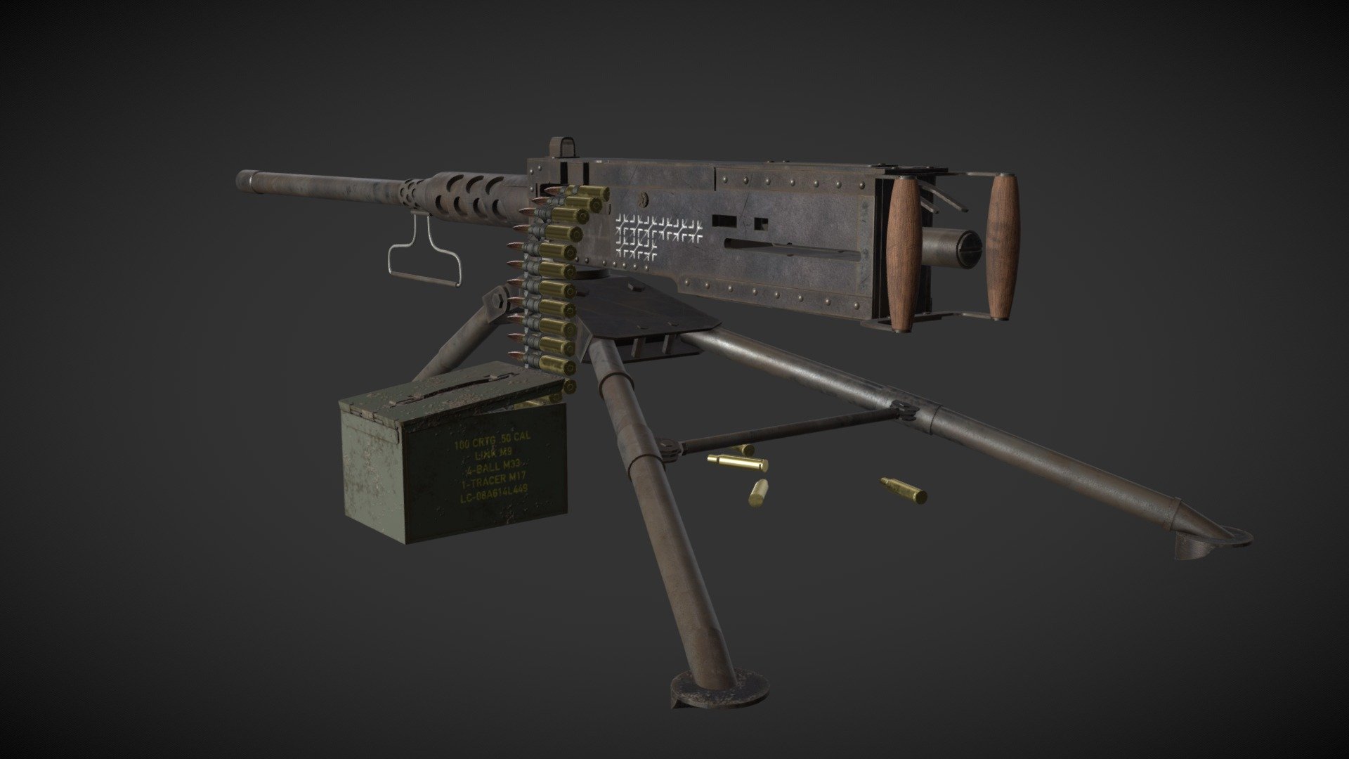 Browning .50 Caliber Machine Gun - 3D model by philliprodriguez