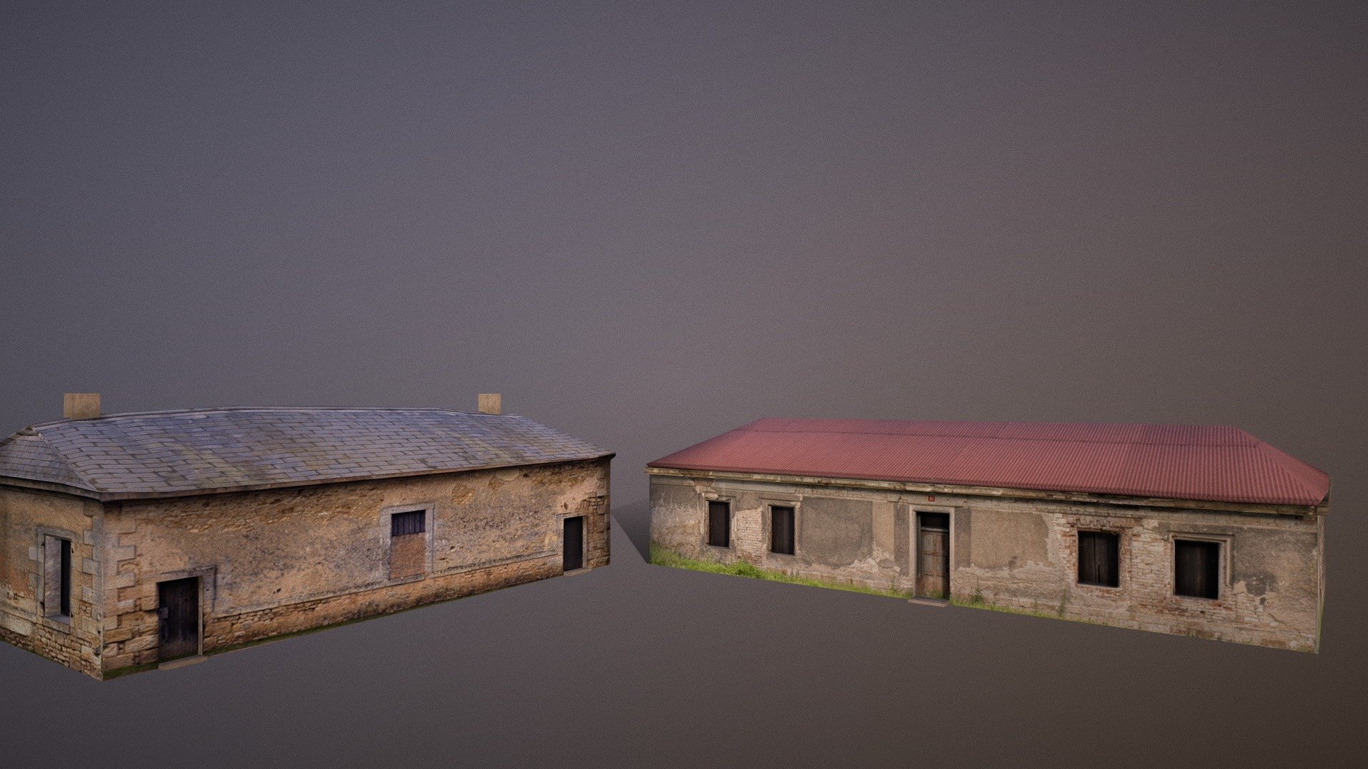 low poly cottages