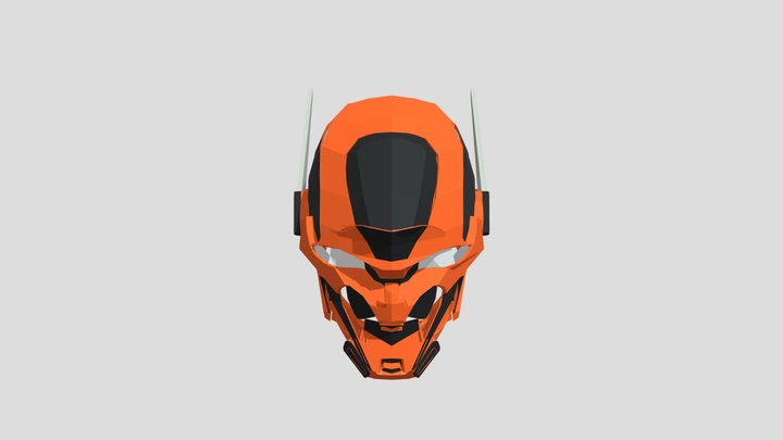 RTX-3000 Orange Helmet Low Poly 3D Model
