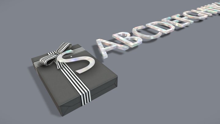 Wrapped Gift Box With All Letters 3D Model