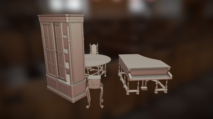 Stokesay Court Interior Furniture Pieces 3D Model