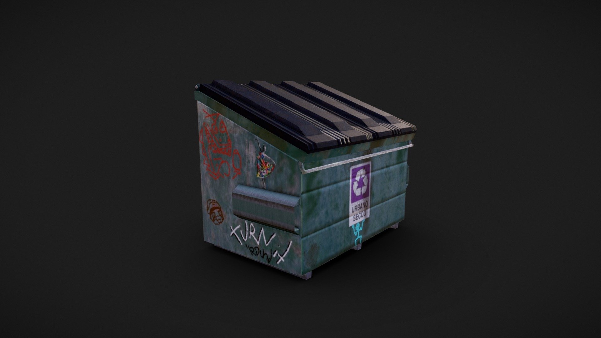 Old Dumpster Low Poly