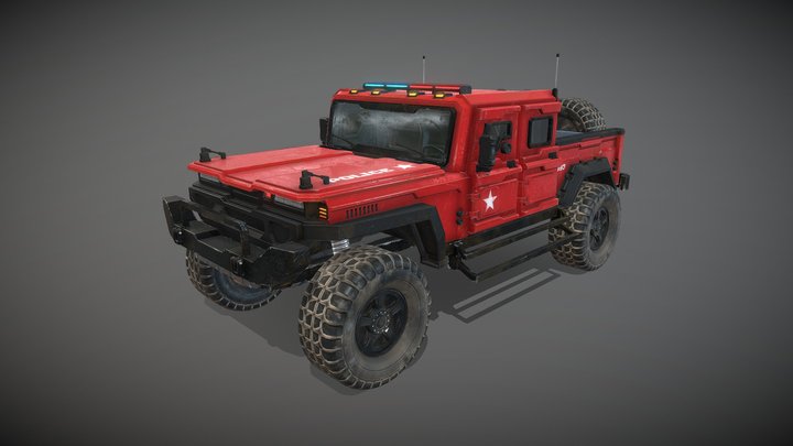 Armor Police Vehicle - APC PBR 3D Model