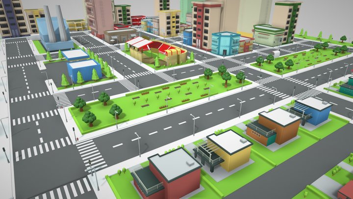 Low Poly City 3D Model