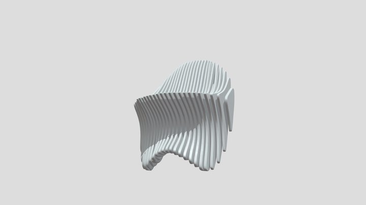 Modern curved wooden slatted chair
