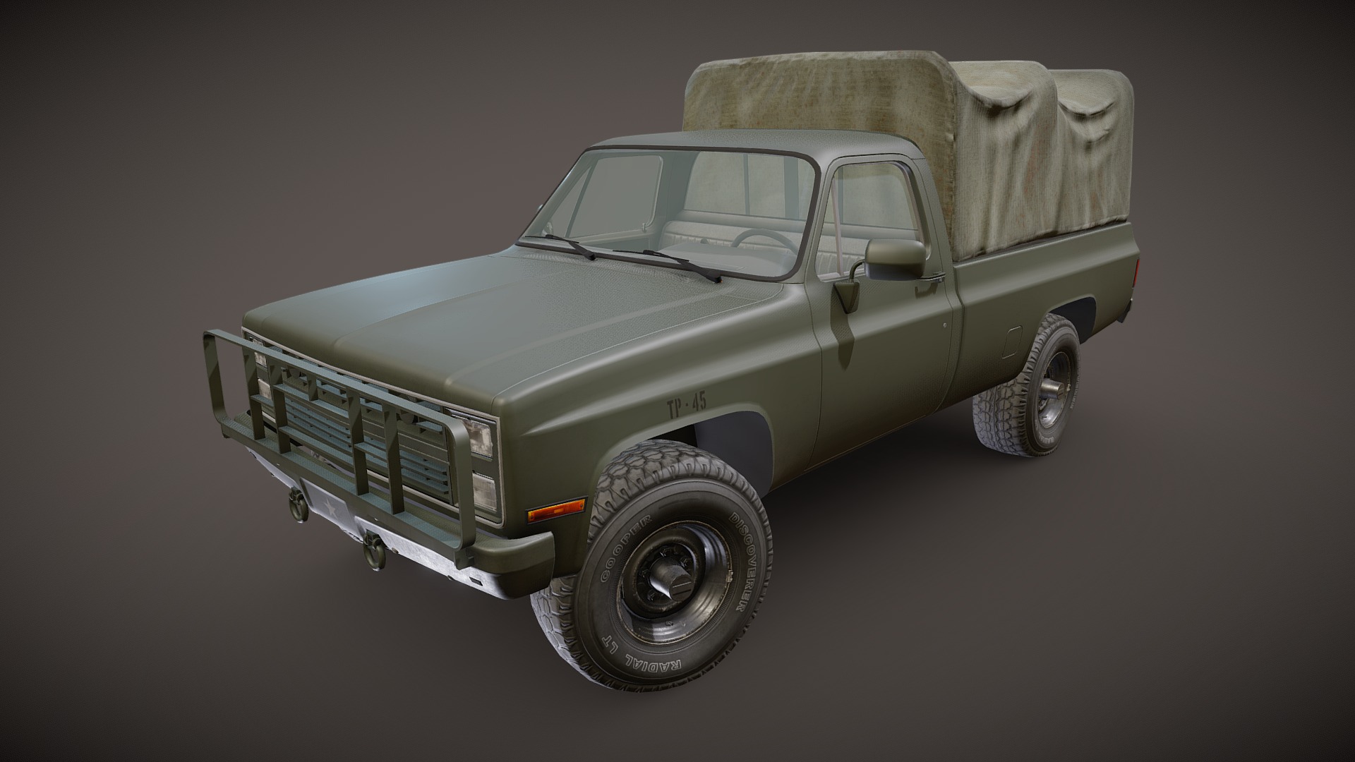 3D model Military truck - This is a 3D model of the Military truck. The 3D model is about a car with a flat bed.