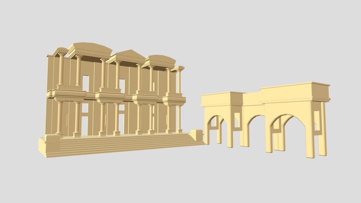 Library of Celcus Ruins 3D Model