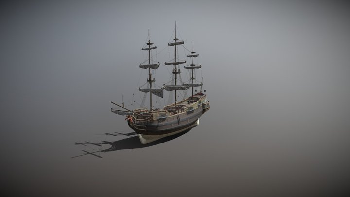 Pirate ship (Rigged) 3D Model