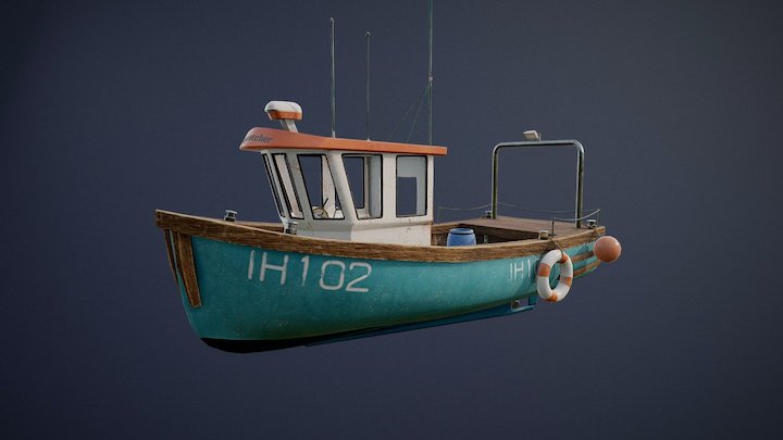 Fishing Ship game-ready asset 3D Model