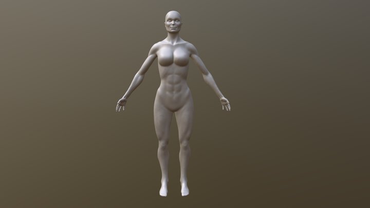 Muscular Woman Sculpt WIP 3D Model