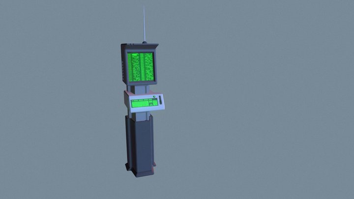 Low-poly cyberpunk street terminal 3D Model