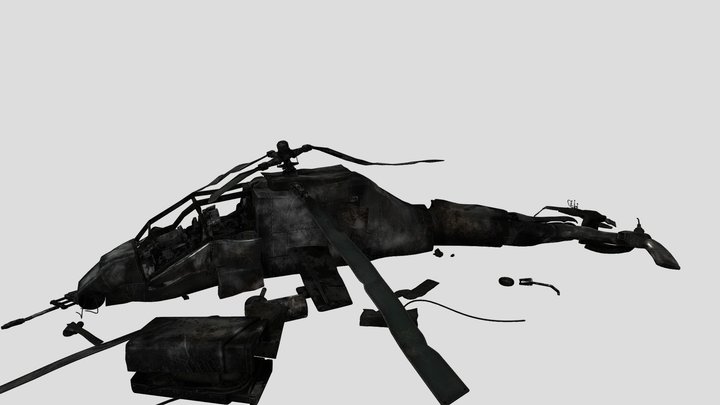 CRASHED HELICOPTER 3D Model