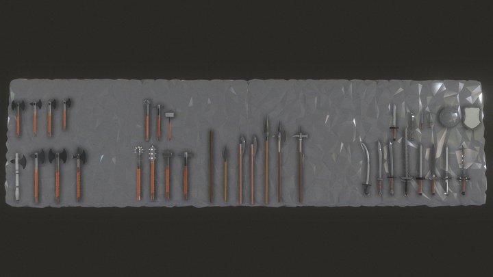 3D LowPoly Medieval Weapons 3D Model