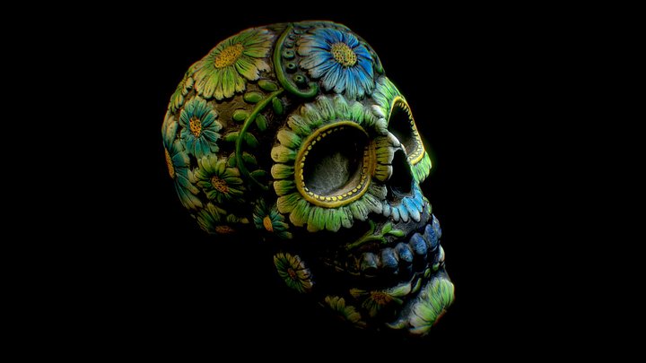 Mexican flower skull 3D Model