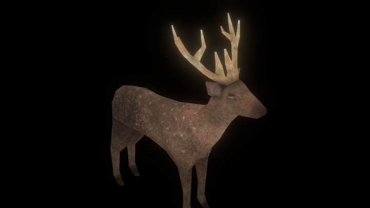 Deer PSX Low Poly/Res (Rigged + Idle animation) 3D Model