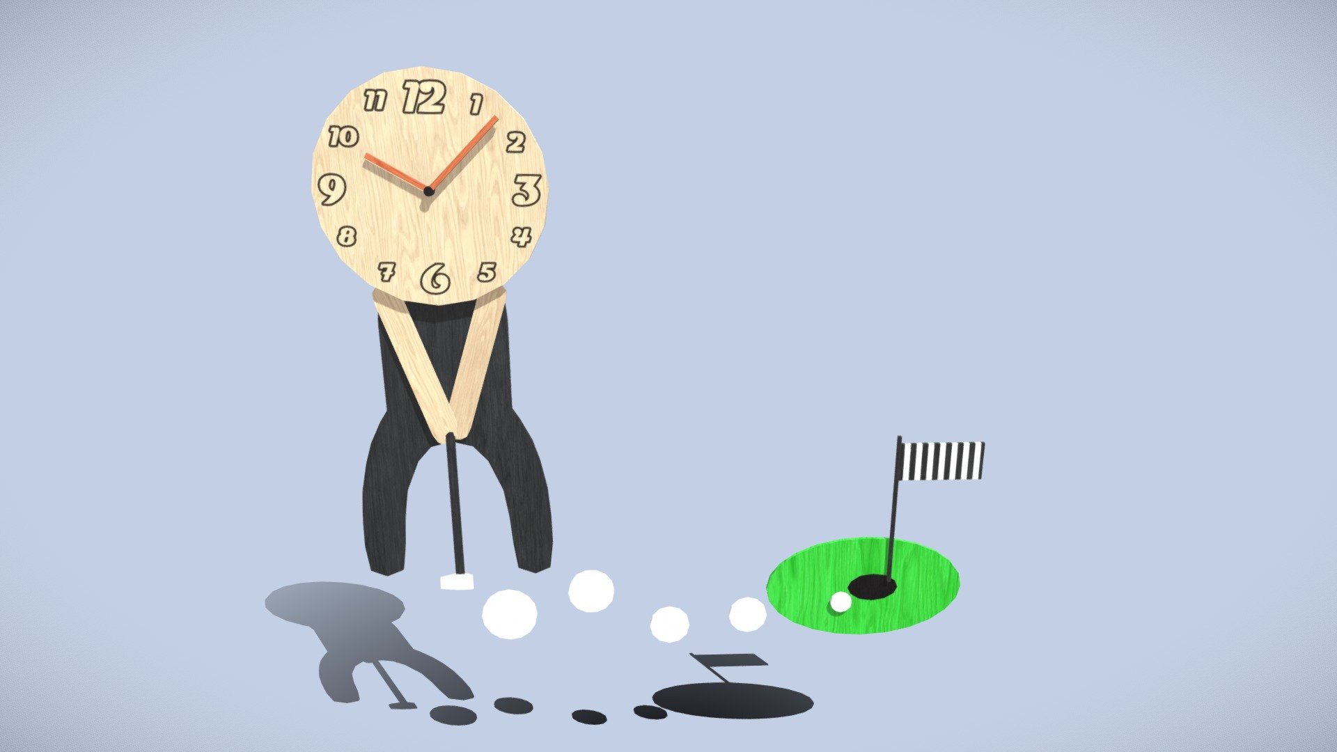 Golf clock on wall (LP) Download Free 3D model by Lukas Boban