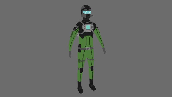[Low Poly] Retro Sci-Fi Industrial Worker 3D Model