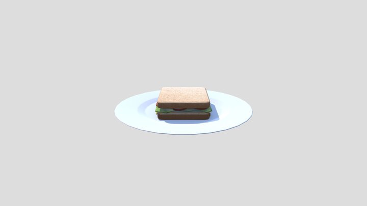 [Model 5] Sandwich on a plate 3D Model